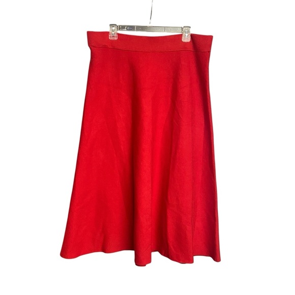 Ann Taylor Midi Sweater A Line Skirt Jubilee Size XL Red Elastic Waist Holiday - Picture 10 of 10